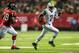 Oct 7, 2013; Atlanta, GA, USA; New York Jets quarterback Geno Smith (7) runs the ball in the first half against the Atlanta Falcons at the Georgia Dome. Mandatory Credit: Daniel Shirey-USA TODAY Sports