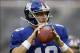 Oc t 6, 2013; East Rutherford, NJ, USA; New York Giants quarterback Eli Manning before the game against the Philadelphia Eagles at MetLife Stadium. Mandatory Credit: William Perlman/THE STAR-LEDGER via USA TODAY Sports