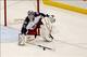 Oct 5, 2013; Uniondale, NY, USA; Columbus Blue Jackets goalie Sergei Bobrovsky (72) makes a stick save during the first period against the New York Islanders at Nassau Veterans Memorial Coliseum. Mandatory Credit: Anthony Gruppuso-USA TODAY Sports