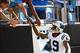 Sep 22, 2013; Charlotte, NC, USA; Carolina Panthers wide receiver Ted Ginn (19) reacts with fans after scoring a touchdown in the fourth quarter. The Carolina Panthers defeated the New York Giants 38-0 at Bank of America Stadium. Mandatory Credit: Bob Do