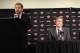 NEW YORK, NY - MARCH 14: Jim Dolan, Executive Chairman of the Madison Square Garden Company (L), introduces Mike Woodson (R) as Interim Head Coach of the New York Knicks as Interim General Manager and Senior Vice President of Basketball Operations Glen G