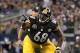 Dec 16, 2012; Arlington, TX, USA; Pittsburgh Steelers guard Kelvin Beachum (68) calls a play during the game against the Dallas Cowboys at Cowboys Stadium. The Cowboys won 27-24 in overtime. Mandatory Credit: Tim Heitman-USA TODAY Sports