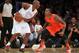 LOS ANGELES, CA - DECEMBER 25: Kobe Bryant #24 of the Los Angeles Lakers looks to make a play to the basket against J.R. Smith #8 of the New York Knicks in the second half during the NBA game at Staples Center on December 25, 2012 in Los Angeles, Califor