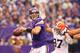 MINNEAPOLIS, MN - SEPTEMBER 22: Christian Ponder #7 of the Minnesota Vikings advances the ball against the Cleveland Browns on September 22, 2013 at Mall of America Field at the Hubert Humphrey Metrodome in Minneapolis, Minnesota. (Photo by Adam Bettcher
