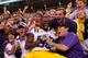 KNOXVILLE, TN - OCTOBER 15: Jarvis Landry #80 of the LSU Tigers celebrates with fans after their 38-7 win over Tennessee Volunteers at Neyland Stadium on October 15, 2011 in Knoxville, Tennessee. (Photo by Kevin C. Cox/Getty Images)