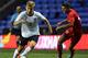 Luke Shaw in action for England youth.