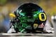 Jan. 3, 2013; Glendale, AZ, USA; Detail view of the Oregon Ducks helmet during the second half against the Kansas State Wildcats during the Fiesta Bowl at University of Phoenix Stadium. The Ducks beats the Wildcats 35-17. Mandatory Credit: Matt Kartozia