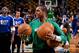 BOSTON, MA - JANUARY 24: Rajon Rondo #9 of the Boston Celtics smiles during warm-ups before a game against the New York Knicks on January 24, 2013 at the TD Garden in Boston, Massachusetts. NOTE TO USER: User expressly acknowledges and agrees that, by do