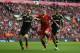 LIVERPOOL, ENGLAND - AUGUST 17: Daniel Agger of Liverpool in action with Ryan Shawcross and Geoff Cameron of Stoke City during the Barclays Premier League match between Liverpool and Stoke City at Anfield on August 17, 2013 in Liverpool, England. (Photo