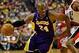 Apr 10, 2013; Portland, OR, USA; Los Angeles Lakers shooting guard Kobe Bryant (24) drives past Portland Trail Blazers shooting guard Will Barton (5) at the Rose Garden. Mandatory Credit: Craig Mitchelldyer-USA TODAY Sports