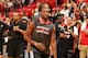 MIAMI, FL - OCTOBER 6: Dwyane Wade #3 of the Miami Heat smiles before the Red & White scrimmage game on October 6, 2013 at American Airlines Arena in Miami, Florida. NOTE TO USER: User expressly acknowledges and agrees that, by downloading and or using th