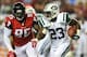 Oct 7, 2013; Atlanta, GA, USA; New York Jets running back Mike Goodson (23) runs the ball in the first half against the Atlanta Falcons at the Georgia Dome. Mandatory Credit: Daniel Shirey-USA TODAY Sports