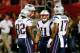 ATLANTA, GA - SEPTEMBER 29: Tom Brady #12, Josh Boyce #82, Julian Edelman #11 and Aaron Dobson #17 of the New England Patriots talk during their game against the Atlanta Falcons at Georgia Dome on September 29, 2013 in Atlanta, Georgia. (Photo by Ke