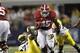 Sep 1, 2012; Arlington, TX, USA; Alabama Crimson Tide running back Jalston Fowler (45) carries the ball during the fourth quarter of the game against the MIchigan Wolverines at Cowboys Stadium. Alabama beat Michigan 41-14. Mandatory Credit: Tim Heitman-US