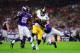 LONDON, ENGLAND - SEPTEMBER 29: Wide receiver Jerricho Cotchery #89 of the Pittsburgh Steelers beats defensive back Andrew Sendejo #34 of the Minnesota Vikings and cornerback Xavier Rhodes #29 of the Minnesota Vikings as he scores a touchdown during the