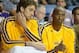 Oct 8, 2013; Ontario, CA, USA; Los Angeles Lakers forward Pau Gasol (left) and guard Kobe Bryant react during the game against the Denver Nuggets at Citizens Business Bank Arena. The Lakers defeated the Nuggest 90-88. Mandatory Credit: Kirby Lee-USA TODAY