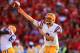 Sep 28, 2013; Athens, GA, USA; LSU Tigers quarterback Zach Mettenberger (8) throws a pass in the second half against the Georgia Bulldogs at Sanford Stadium. Georgia won 44-41. Mandatory Credit: Daniel Shirey-USA TODAY Sports