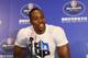 TAIPEI, TAIWAN - OCTOBER 11: Dwight Howard #12 of the Houston Rockets address the media during Media Availability during the 2013 Global Games on October 11, 2013 at the Regent Hotel in Taipei, Taiwan. NOTE TO USER: User expressly acknowledges and agrees