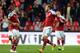 COPENHAGEN, DENMARK - OCTOBER 11: Nicklas Bendtner #11 of Denmark celebrates after scoring his team's first goal to equalise during the FIFA 2014 World Cup qualifier between Denmark and Italy on October 11, 2013 in Copenhagen, Denmark. (Photo by Claudio