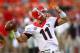 CLEMSON, SC - AUGUST 31: Aaron Murray #11 of the Georgia Bulldogs passes during warm ups prior to the game against the Clemson Tigers at Memorial Stadium on August 31, 2013 in Clemson, South Carolina. (Photo by Streeter Lecka/Getty Images)