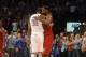Feb 14, 2013; Oklahoma City, OK, USA; Oklahoma City Thunder forward Kevin Durant (35) greets Miami Heat forward LeBron James (6) during the first half at the Chesapeake Energy Arena. Mandatory Credit: Mark D. Smith-USA TODAY Sports