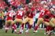 SAN FRANCISCO, CA - OCTOBER 06: Quarterback Colin Kaepernick #7 of the San Francisco 49ers drops back to pass against the Houston Texans at Candlestick Park on October 6, 2013 in San Francisco, California. (Photo by Jeff Gross/Getty Images)