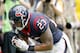 HOUSTON, TX- SEPTEMBER 29: Arian Foster #23 of the Houston Texans bows after his rushing touchdown against the Seattle Seahawks on September 29, 2013 at Reliant Stadium in Houston, Texas. (Photo by Thomas B. Shea/Getty Images)