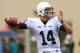 Oct 5, 2013; Bloomington, IN, USA; Penn State Nittany Lions quarterback Christian Hackenberg (14) passes the ball against the Indiana Hoosiers at Memorial Stadium. Mandatory Credit: Pat Lovell-USA TODAY Sports