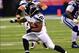 Oct 6, 2013; Indianapolis, IN, USA; Seattle Seahawks running back Marshawn Lynch (24) runs the ball against the Indianapolis Colts at Lucas Oil Stadium. Mandatory Credit: Pat Lovell-USA TODAY Sports