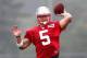 FOXBORO, MA - JULY 26: Tim Tebow #5 throws during the first day of New England Patriots Training Camp at Gillette Stadium on July 26, 2013 in Foxboro, Massachusetts. (Photo by Jim Rogash/Getty Images)