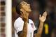 KANSAS CITY, KS - OCTOBER 11: Edgar Castillo #2 of the U.S. Men's National Soccer Team reacts after missing a shot above the goal against Jamaica at Sporting Park on October 11, 2013 in Kansas City, Kansas. (Photo by Kyle Rivas/Getty Images)