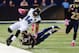ST. LOUIS, MO - OCTOBER 6: Justin Blackmon #14 of the Jacksonville Jaguars is tackled out of bounds by Darian Stewart #20 of the St. Louis Rams during a game against the St. Louis Rams at the Edward Jones Dome on October 6, 2013 in St. Louis, Missouri. (