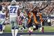 Oct 6, 2013; Arlington, TX, USA; Denver Broncos tight end Julius Thomas (80) scores a touchdown against the Dallas Cowboys in the first quarter at AT&T Stadium. Mandatory Credit: Tim Heitman-USA TODAY Sports