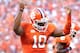 CLEMSON, SC - OCTOBER 12: Tajh Boyd #10 of the Clemson Tigers celebrates after scoring a touchdown against the Boston College Eagles at Memorial Stadium on October 12, 2013 in Clemson, South Carolina. (Photo by Tyler Smith/Getty Images)