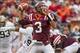 Oct 12, 2013; Blacksburg, VA, USA; Virginia Tech Hokies quarterback Logan Thomas (3) looks to pass the ball during the third quarter against the Pittsburgh Panthers at Lane Stadium. The Hokies defeated Pitt 19-9. Mandatory Credit: Jeremy Brevard-USA TODAY