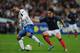 PARIS, FRANCE - OCTOBER 11: Samir Nasri of France battles with Haris Medunjanin of Bosnia & Herzegovina during the EURO 2012 Qualifier between France and Bosnia & Herzegovina at the Stade de France on October 11, 2011 in Paris, France. (Photo by Jamie M