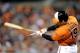 BALTIMORE, MD - SEPTEMBER 28: Chris Davis #19 of the Baltimore Orioles breaks his bat on a pop out in the first inning against the Boston Red Sox at Oriole Park at Camden Yards on September 28, 2013 in Baltimore, Maryland. (Photo by Greg Fiume/Getty Ima
