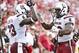 Oct 12, 2013; Fayetteville, AR, USA; South Carolina Gamecock wide receiver Bruce Ellington (23) and tailback Mike Davis (28) react to a touchdown by Ellington during the first half of a game against the Arkansas Razorbacks at Donald W. Reynolds Razorback