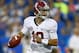 LEXINGTON, KY - OCTOBER 12: A J McCarron #10 of the Alabama Crimson Tide throws a pass during the game against the Kentucky Wildcats at Commonwealth Stadium on October 12, 2013 in Lexington, Kentucky. (Photo by Andy Lyons/Getty Images)