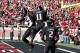 Oct 12, 2013; Lubbock, TX, USA; Texas Tech Red Raiders wide receiver Jakeem Grant (11) celebrates with wide receiver Derrick Edwards (19) after his touchdown catch against the Iowa State Cyclones in the first half at Jones AT&T Stadium. Mandatory Credit: