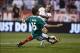 Sep 10, 2013; Columbus, OH, USA; United States forward Landon Donovan (10) is defended by Mexico defender Hector Moreno (15) during the first half at Columbus Crew Stadium. Mandatory Credit: Rick Osentoski-USA TODAY Sports
