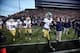 Sep 14, 2013; West Lafayette, IN, USA; Notre Dame Fighting Irish coach Brian Kelly cheers his team on as they run onto the field before the game against the Purdue Boilermakers at Ross Ade Stadium. Mandatory Credit: Brian Spurlock-USA TODAY Sports