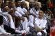 Oct 7, 2013; Miami, FL, USA; Miami Heat small forward Michael Beasley (floor) with shooting guard Ray Allen (from left to right) power forward Udonis Haslem, small forward LeBron James and shooting guard Dwyane Wade in the second half of a game against t