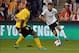 Oct 11, 2013; Kansas City, KS, USA; United States midfielder Graham Zusi (19) brings the ball up field against Jamaica during the second half at Sporting Park. The United States won 2-0. Mandatory Credit: Peter G. Aiken-USA TODAY Sports
