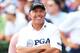 ROCHESTER, NY - AUGUST 11: Caddie Steve Williams waits with Adam Scott of Australia on the first tee during the final round of the 95th PGA Championship at Oak Hill Country Club on August 11, 2013 in Rochester, New York. (Photo by Andrew Redington/Getty