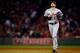 BOSTON, MA - OCTOBER 13: Max Scherzer #37 of the Detroit Tigers walks back to the dugout against the Boston Red Sox during Game Two of the American League Championship Series at Fenway Park on October 13, 2013 in Boston, Massachusetts. (Photo by Jared Wi