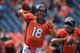 DENVER, CO - OCTOBER 13: Quarterback Peyton Manning #18 of the Denver Broncos warms up prior to facing the Jacksonville Jaguars at Sports Authority Field at Mile High on October 13, 2013 in Denver, Colorado. (Photo by Doug Pensinger/Getty Images)