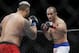 May 25, 2013; Las Vegas, NV, USA; Junior Dos Santos squares off against Mark Hunt during UFC 160 at the MGM Grand Garden Arena. Mandatory Credit: Gary A. Vasquez-USA TODAY Sports