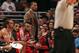 CHICAGO, IL - APRIL 25: Derrick Rose #1 of the Chicago Bulls watches as his teammates take on the Brooklyn Nets in Game Three of the Eastern Conference Quarterfinals during the 2013 NBA Playoffs at the United Center on April 25, 2013 in Chicago, Illinois.