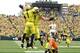 EUGENE, OR - SEPTEMBER 14: Josh Huff #1 of the Oregon Ducks celebrates a touchdown with Tyler Johnstone #64 against of the Tennessee Volunteers on September 14, 2013 at the Autzen Stadium in Eugene, Oregon. (Photo by Jonathan Ferrey/Getty Images)